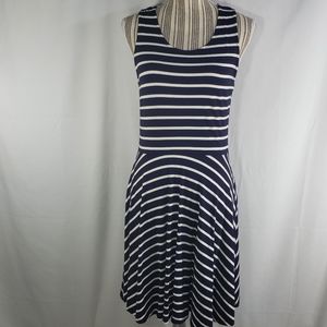 Charming Charlie Navy & White Striped Sleeveless Tank Dress Size Medium